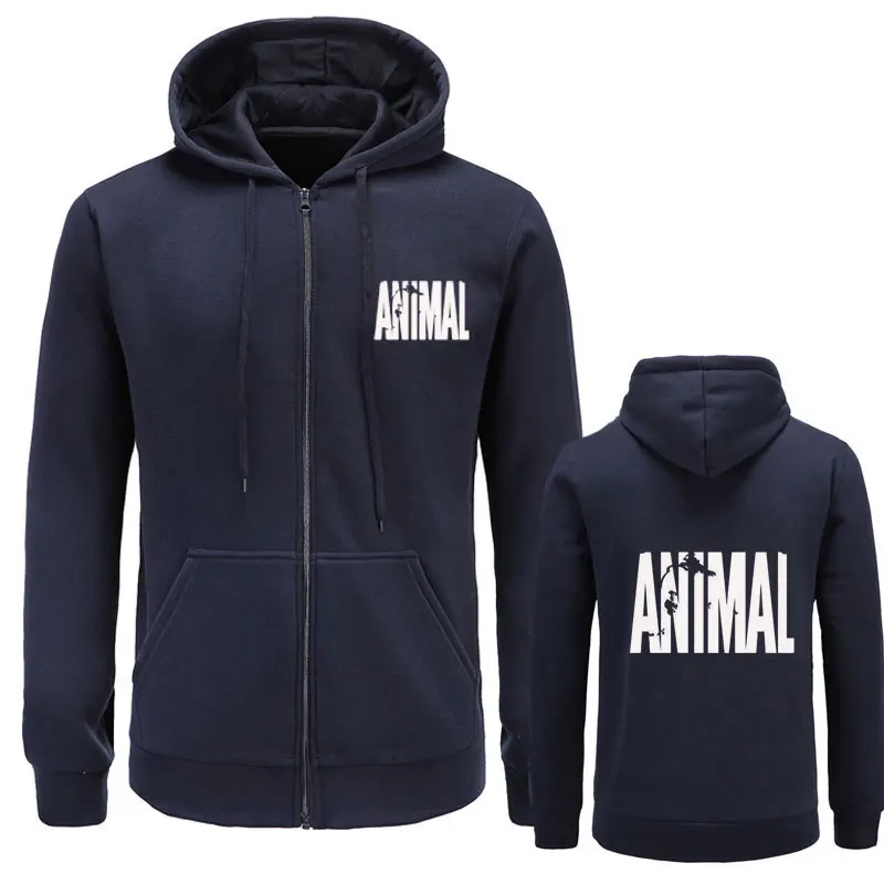 

Newest autumn Musclefitting Hoodies Men Bodybuilding Animal Crossfit Fitness Sweatshirt zipper Fleece Hip Hop Man Tracksuit