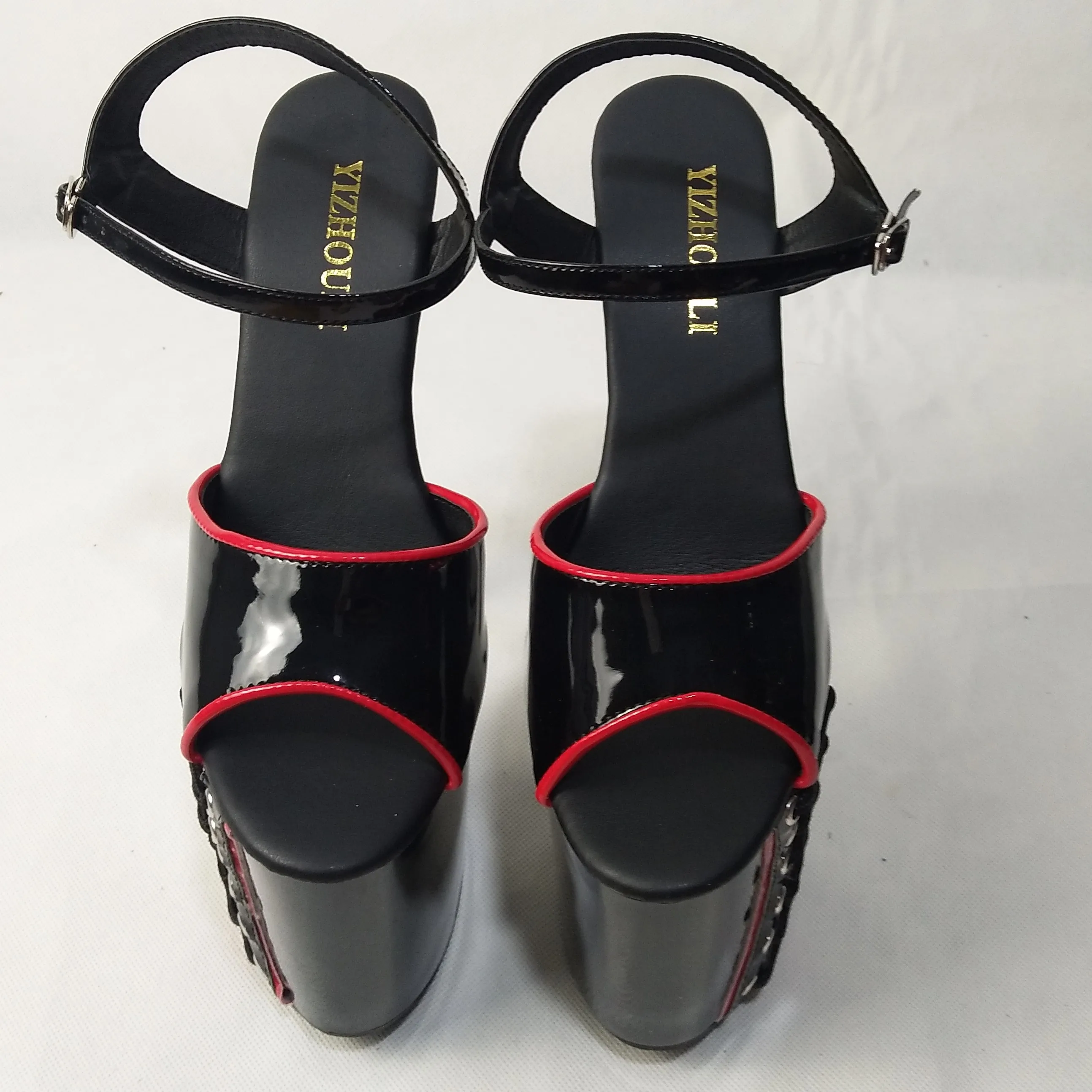 20 cm Sexy skinny super star shoes, 8-inch heels, summer sandals baking paint, ribbon trim, dancing shoes