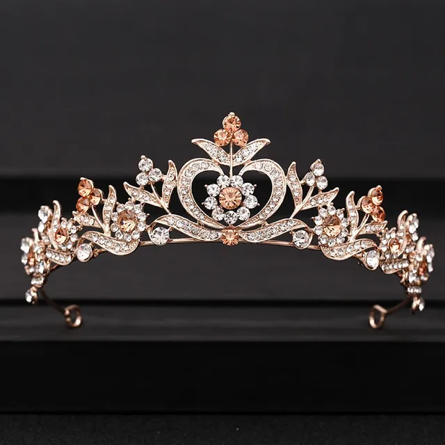 Wedding Crown Hair Jewelry Bridal  Hair Accessories Women Baroque Crown Rhinestones Crystal Tiaras Bride QueenParty Crowns Gift Rose gold