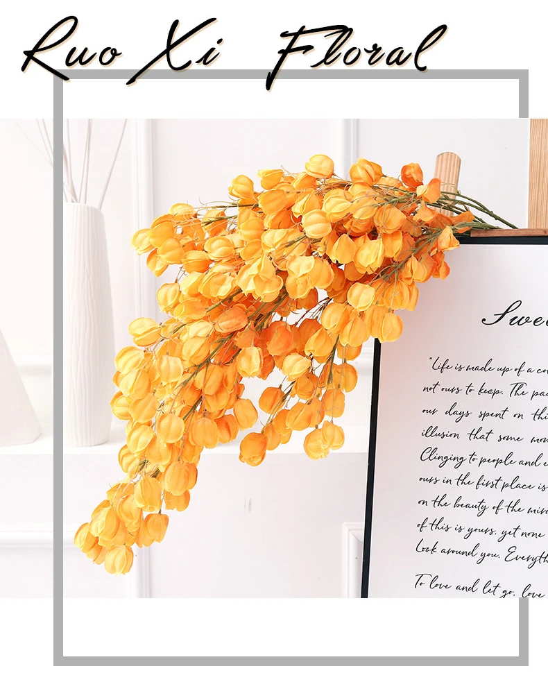 JAROWN Artificial Fake Flower Lantern Flower Vine Wedding Ceiling DIY Bouquet Decorative Home Hanging Decoration (27)