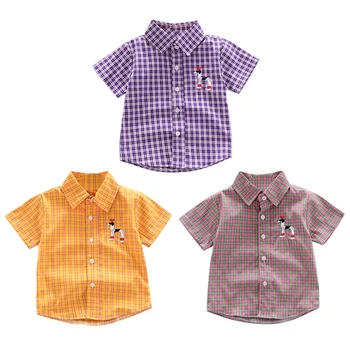 

Summer Baby Boys Short Sleeve Plaid Floral Print Shirts Kids Tops Tees Shirts Casual Blouse Shein Kids Clothes Boys Shirts 2020
