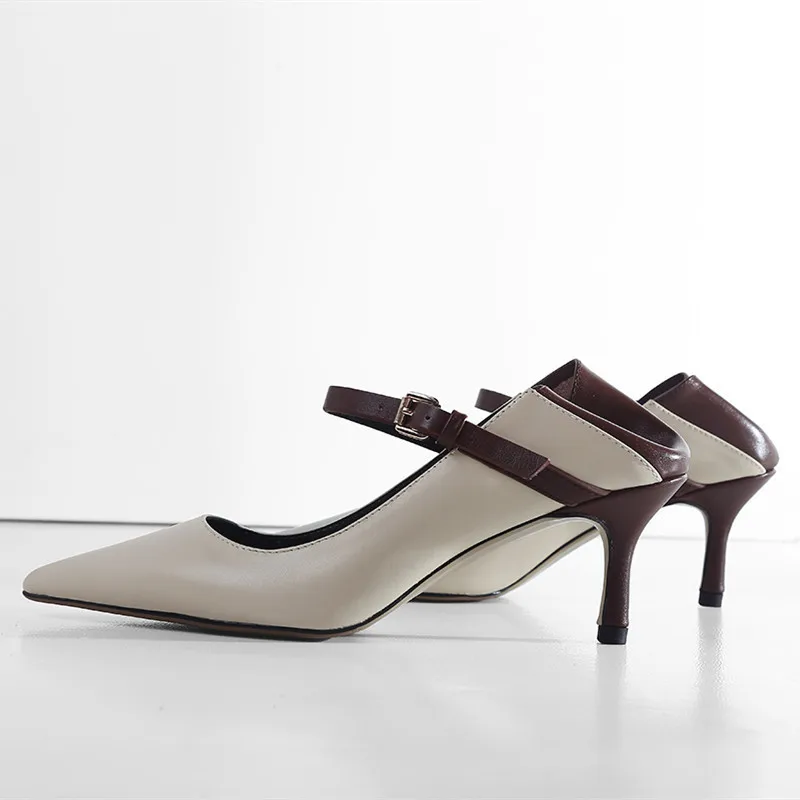 

Double Purpose Stepping Genuine Leather High Heel Shoes 2020 Autumn & Winter Europe And America Mixed Colors Pointed Shoes WOMEN