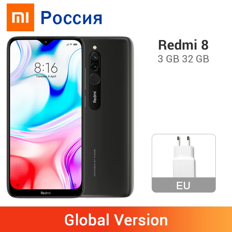 Глобальная версия смартфона Xiaomi Redmi 8 3 ГБ 32 Восьмиядерный Snapdragon 439 5000 мАч 6 22 &quot 12