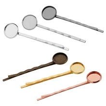 20шт 12 мм 14 мм фурнитура ювелирных изделий для ношения в волосах заколки для волос пустая рамка установочный лоток для стеклянных кабошонов Камея DIY Аксессуары