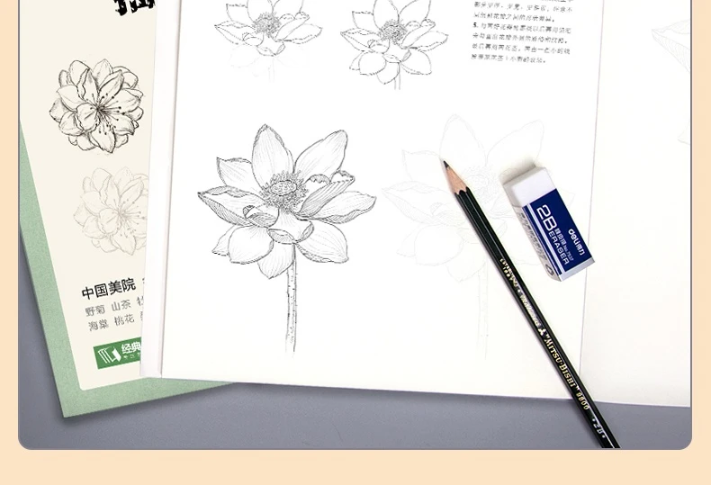 livro de colorir flor pintado à mão pintura chinesa tradicional