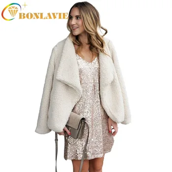 

Winter New Plush Coat Jacket Top Women's Clothing Full Sleeve Slimming Solid Color Streetwear Size S To XL Women Casual Outwear