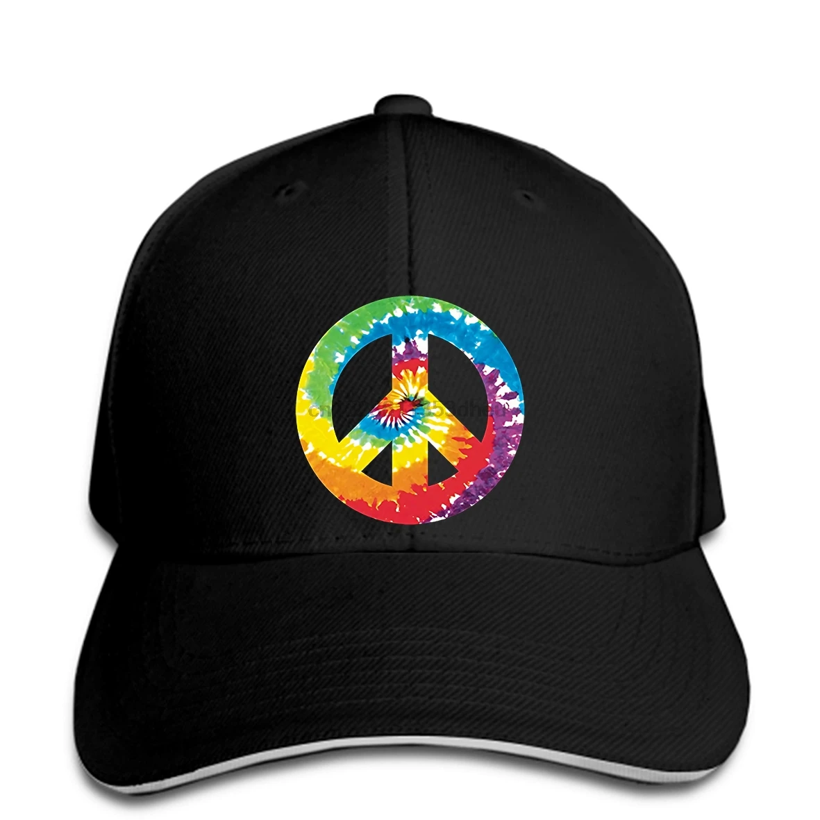 Осенне-летняя бейсбольная кепка с коротким рукавом и принтом Tie Dye Peace Sign Tie Dye Tye Cool Black