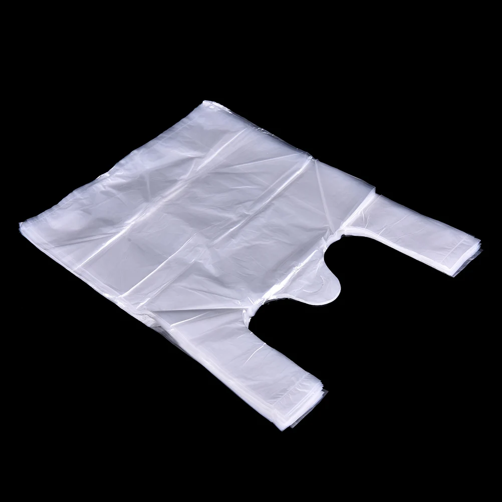 High Quality 52pcs Transparent Bags Shopping Bag Supermarket Plastic Handle Food Packaging Bags 20x30cm