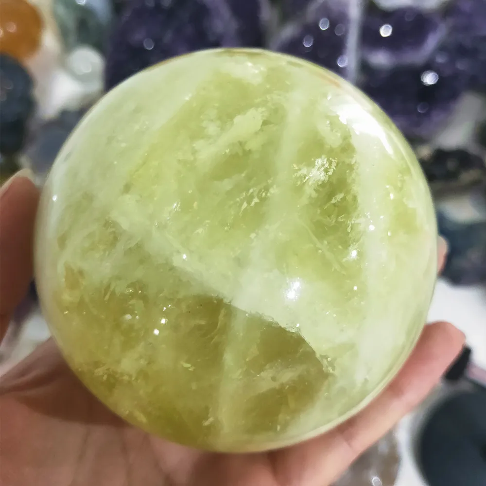 

1.1kg Natural citrine Crystal sphere yellow quartz gemstone ball Reiki healing 10cm