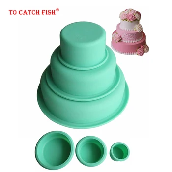 

3PCS Silicone Molds set 8 15 20cm baking Dish Mold Cake Decorating Tools Round for Kitchen Mousse Cakes Make Moulds Pan
