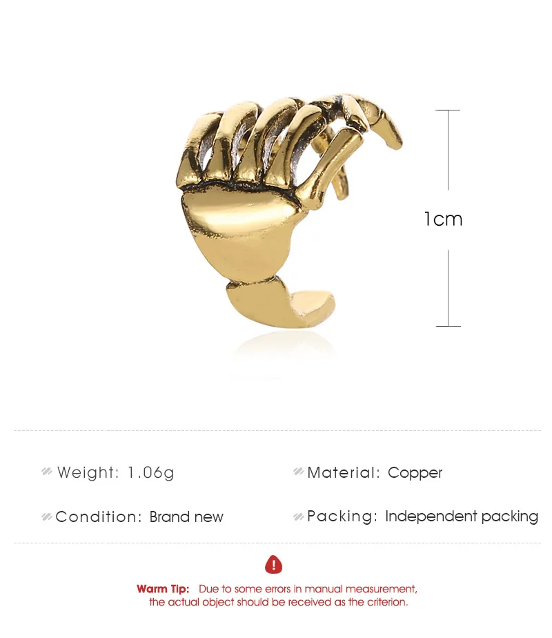 1 шт. винтажная простая u-образная Ушная манжета, не серьга-имитация, серьги, трендовые панковские антикварные серьги-каффы в форме скелета, маленькие серьги-кольца для ушей
