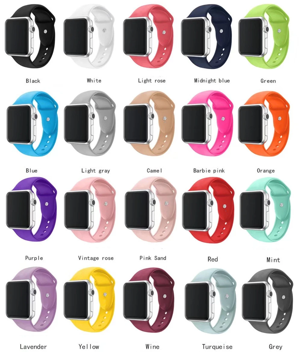 Ремешок для Apple Watch Series 4 3 2 38 мм 42 мм мягкий силиконовый дышащий сменный ремешок для спортивных часов для iwatch 40 мм 44 мм