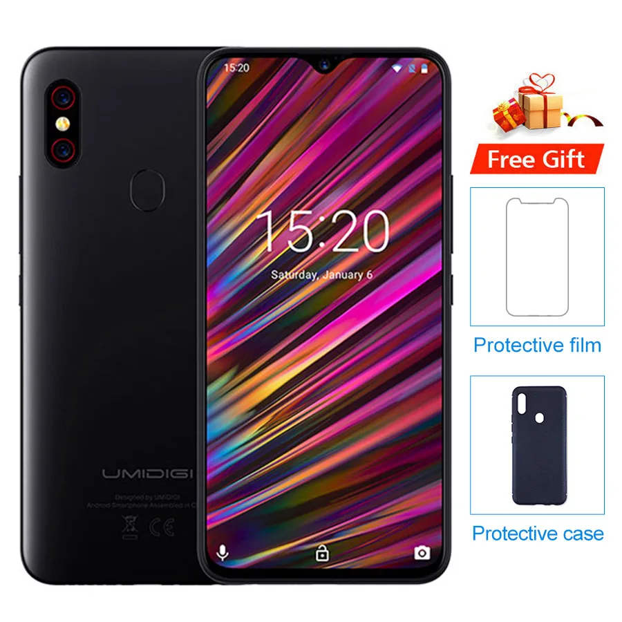 UMIDIGI F1 Play Android 9,0 камера 48 Мп+ 8 Мп+ 16 МП 5150 мАч 6 ГБ ОЗУ 64 Гб ПЗУ 6," FHD+ Helio P60 глобальная версия смартфон двойной 4G - Цвет: Black