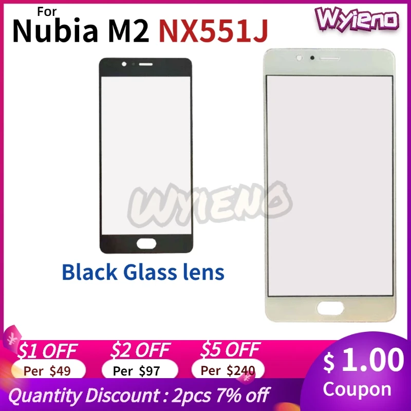 Wyieno Black White Digitizer LCD Display Outer Front Glass Lens For ZTE Nubia M2 NX551J Touch Screen Sensor Panel | Мобильные