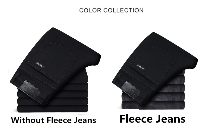 2 модели с или без флиса джинсы Зимние новые мужские теплые черные обтягивающие джинсы классический стиль стрейчевый облегающий джинсы