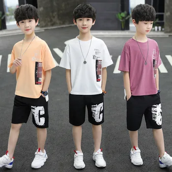 

Summer 2020 Boys Clothing Sets Children T-shirt Short Sleeve + Pants Set Sport Kids Baby Boys Clothes 6 8 10 11 12 13 14 Years