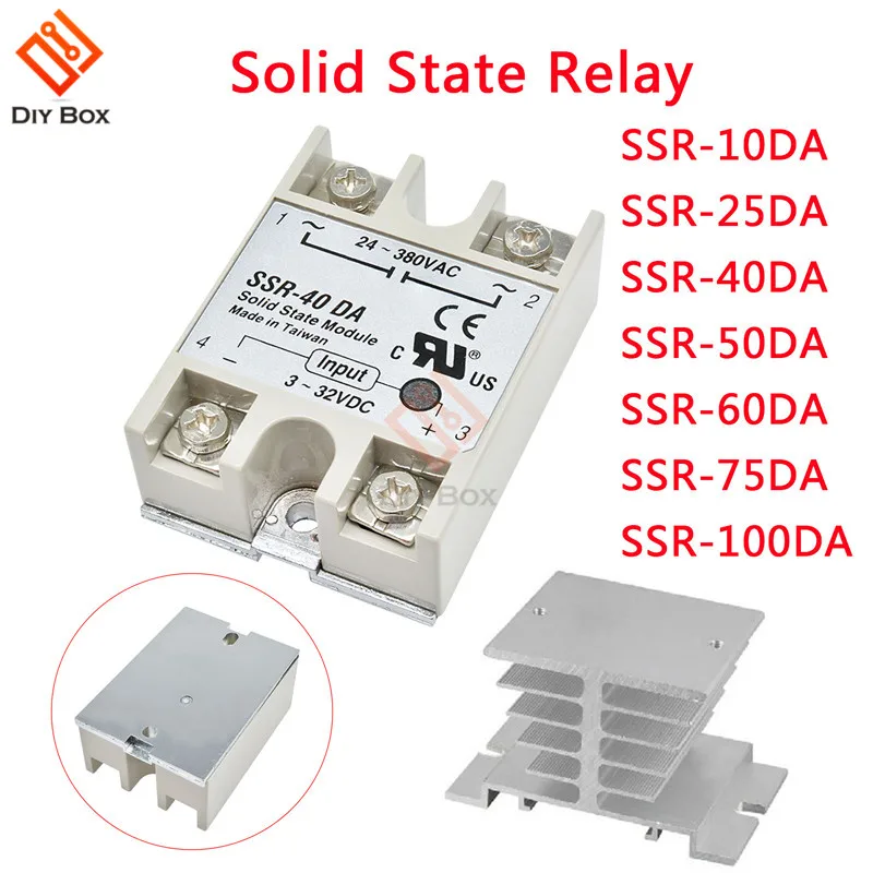 Твердотельные реле SSR 10DA 25DA 40DA DC AC Управление 50DA 60DA 75DA 100DA конвертер|Автоматизация
