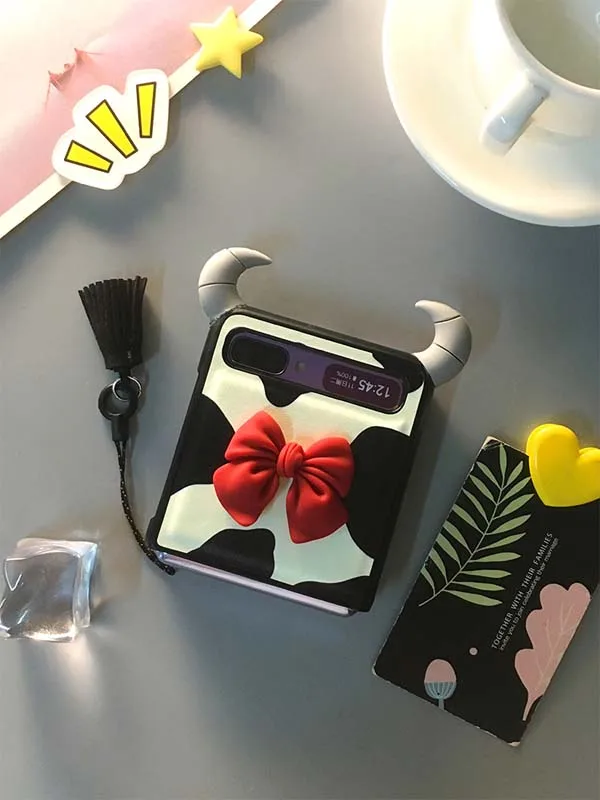 Applicable To Samsung Galaxy Z Flip Mobile Phone Case Galaxy Z Flip 5g Folding Screen Leopard Print Cow Protection F7070 F7000