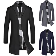 Мужской повседневный Тренч, модная деловая длинная приталенная куртка, верхняя одежда, зимняя куртка для мужчин