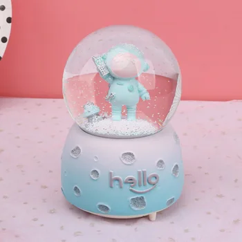 

Students Room Decoration Ornament Creative Crystal Ball Astronaut Statue Music Box Snowflake Light Ball Resin Figurines Crafts
