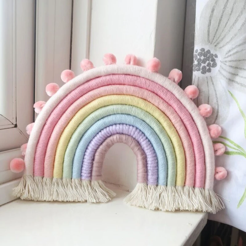 

Simple Kid Room Wall Decoration Hanging Home Decoration Accessories Rainbow Handmade Weaving Ornament Nordic Fresh