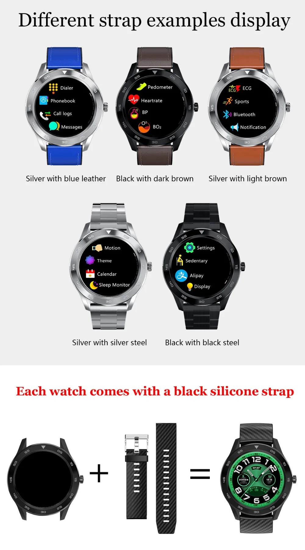 Смарт-часы Bluetooth, часы на Android, полный экран, сенсорный, водонепроницаемый, сердечный ритм, ЭКГ, кровяное давление, мужские спортивные Смарт-часы для Iphone