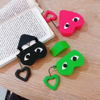 

Cute Love Glasses Pattern Soft Silicone Protective Cover Shockproof Case Skin with Lanyard for Airpods 1/2 Charging Box Accessor