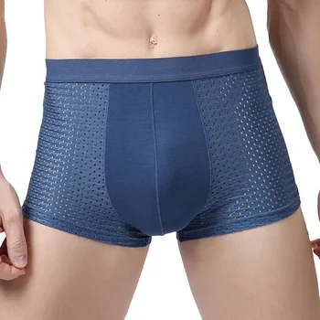 

Breathable Quick Dry Flat Boxers Underwears Men Mesh Hollow Plus Size Solid Boxer Male Elastic Waist Underpants Underwear