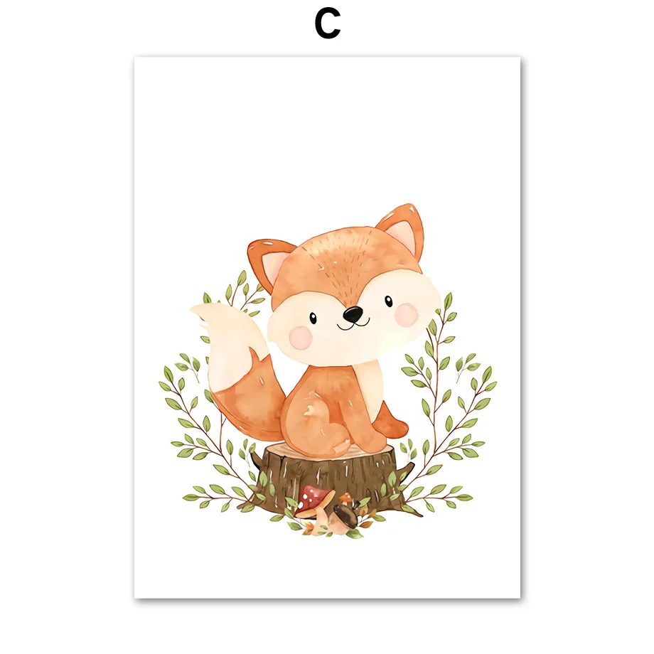 Fox-Rabbit-Bear-Raccoon-Hedgehog-Squirrel-Nursery-Wall-Art-Canvas-Painting-Posters-And-Prints-Wall-Pictures (5)