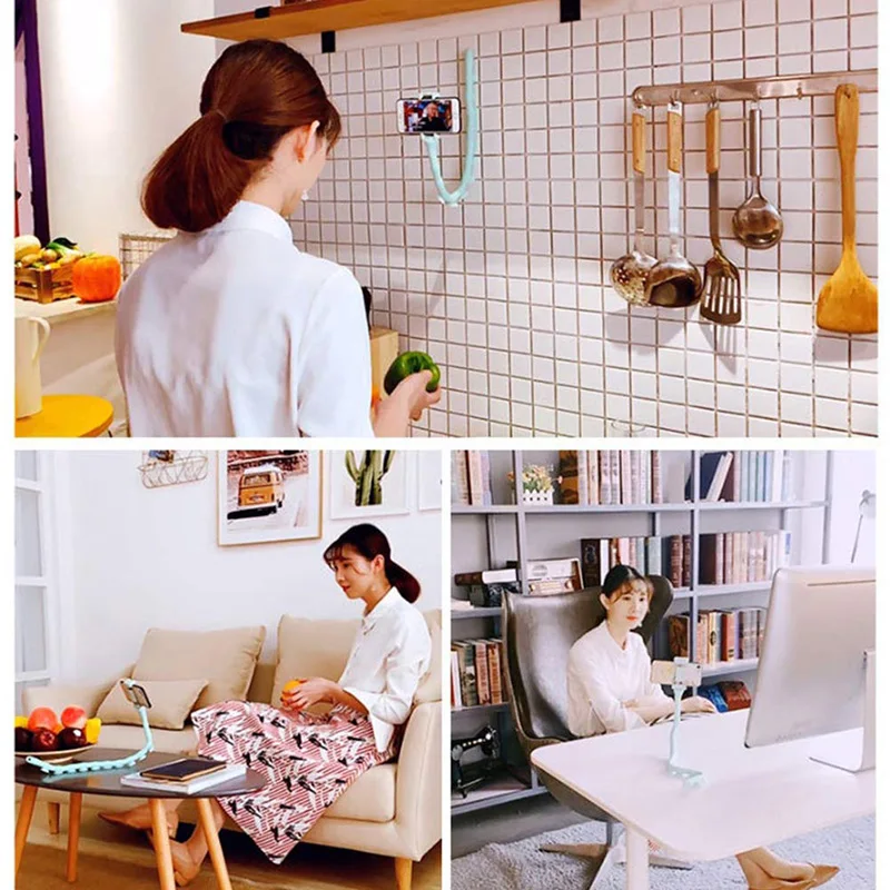 Phone Bracket with Suction Cup Caterpillar Cell Phone Holder for Kitchen Windshield Bed WWO66