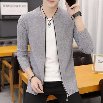 

OLOEY 2019 Hot Sale Brand-Clothing Spring Cardigan Male Fashion Quality Cotton Sweater Men Casual Gray Redwine Mens Sweaters