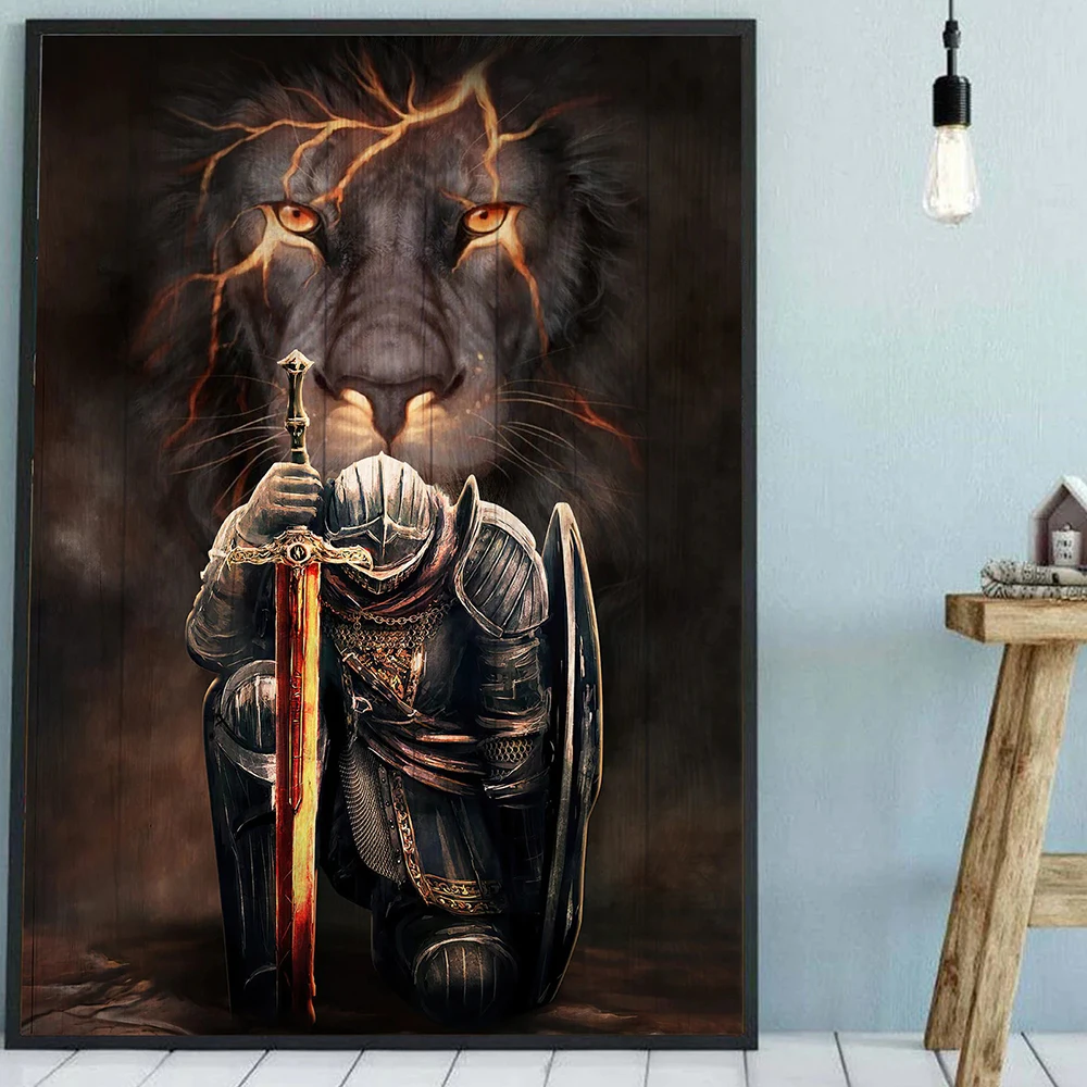 

Warrior Lion Wall Paintings Bedroom Decor Canvas Poster Man Gift Pictures for Living Room Frameless Art Prints