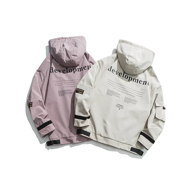 

2019 New Style Japanese-style National Trends Autumn And Winter Coat Men's Origional Printed Letter Loose-Fit Workwear Hooded Ja