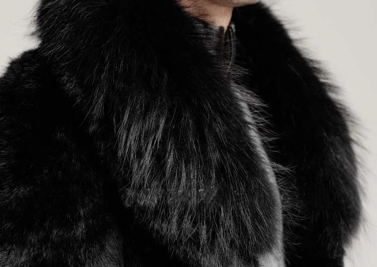 S/4XL мужские пальто из искусственного меха лисы, черный тонкий меховой воротник, зима-осень, мужские куртки, повседневные модные теплые мужские куртки из искусственного меха, новинка D241