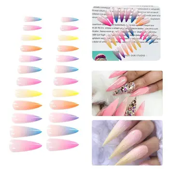 

20Pcs / Set Gradient Color Ballerina Nail Art Tips False Coffin Nails Art Tips Flat Shape Full Cover Manicure Fake Nail Tips