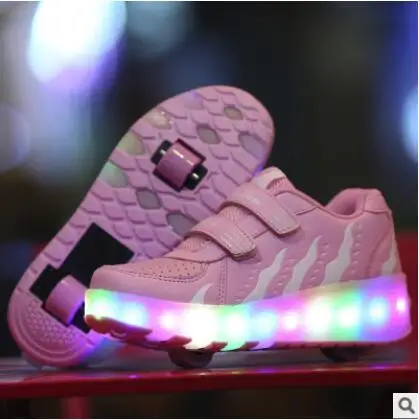 Photo Color 1 Heelies USB зарядка светодиодный Красочные Дети Мода кроссовки с два колеса роликовые коньки обувь для мальчиков и девочек синий - Цвет: Photo Color 1
