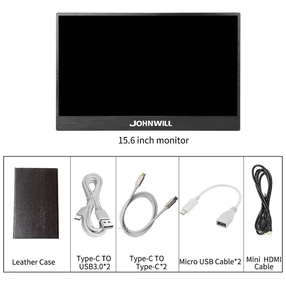 15,6 дюймовый 2 type-C 2 USB-C сенсорный экран 1920*1080 портативный монитор HDMI порт для Raspberry Pi PS3/PS4 Тонкий HD ЖК-дисплей - Цвет: touch leather case