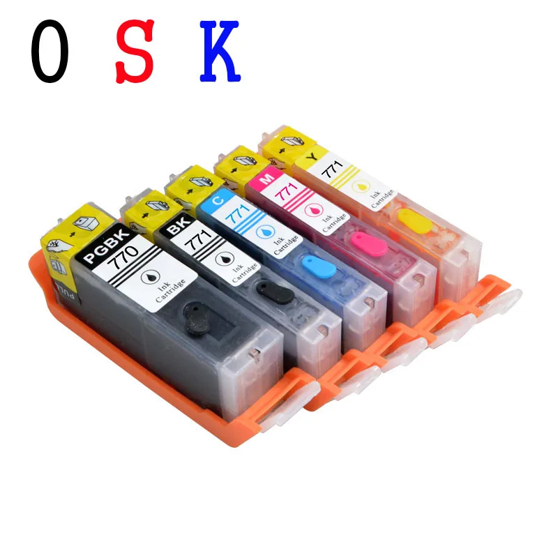 

5PCS PGI-770 CLI-771 refillable ink cartridges For canon MG5770 MG6870 TS5070 TS6070 TS8070 with ARC chip for canon 770 PGI770