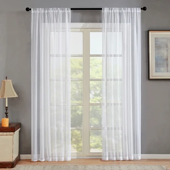 

Customizable Solid Gray Tulle Curtains For Living Room Korean Transparent Bedroom Window Decor Voile Curtains 18 Color Options