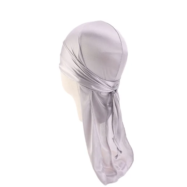 Men's Silky Durags Bandanas Turban hat Wigs Doo Men Satin Durag Biker Headwear Headband Hair Accessories Extra Long Tail Du-Rag kids silver