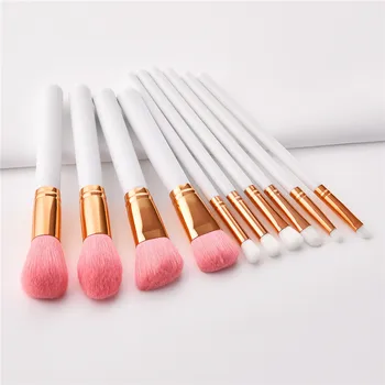 

10pcs Makeup Brushes Set White Gold wood Handle For Powder Contour Blusher Liquid Cream Eyeshadow kabuki brush tools T10135