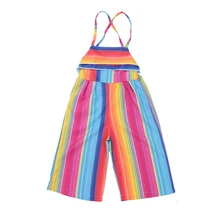 Chifuna/Новинка; Летние Свободные Комбинезоны на бретельках в радужную полоску; Одежда для маленьких девочек; детская одежда; комплекты для маленьких девочек; модная детская одежда