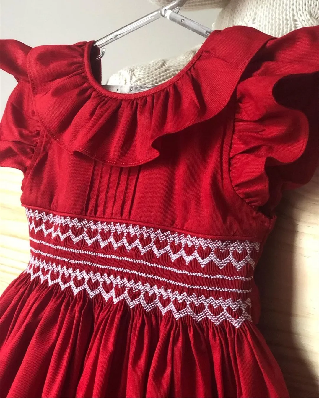 red smock dress baby