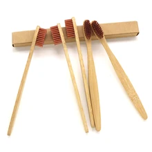 1000 шт бамбуковая Зубная Щетка Оптом коричневая щетина мягкая щетина настроить логотип коробка с принтами и