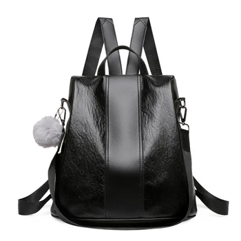 

Backpack female 2020 new PU leather soft fashion shoulder bag vintage waterproof backpack for women