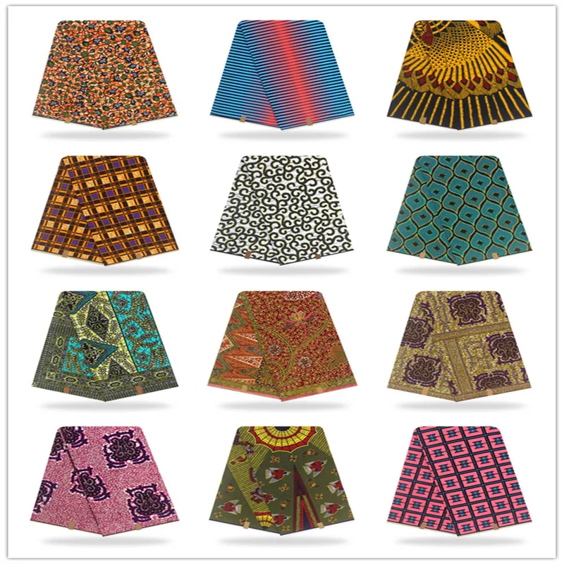 12 цветов, высокое качество, африканская настоящая нигерийская вощеная ткань, Анкара, Голландская настоящая вощеная ткань, 6 ярдов, сделай сам, ткань для шитья платья