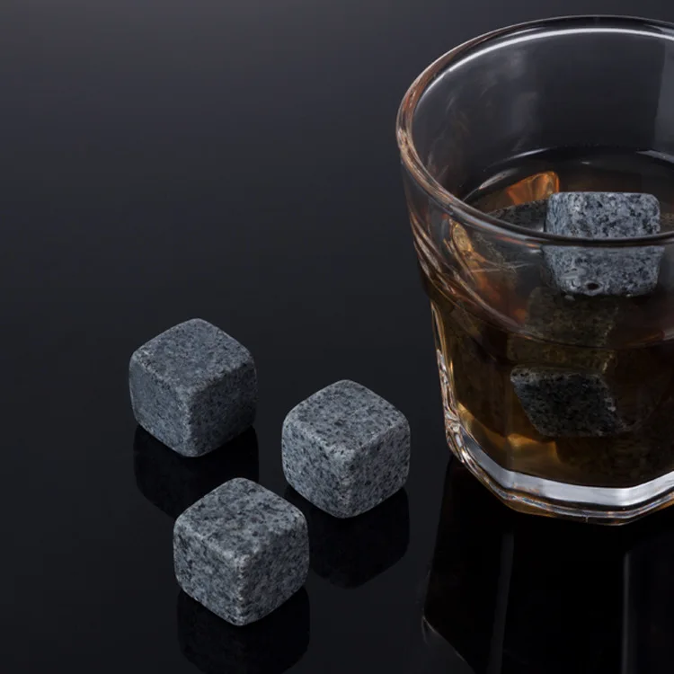 Whiskey Stone Black Velvet Bag Ice Cube Stone Paper Box 9 Pcs