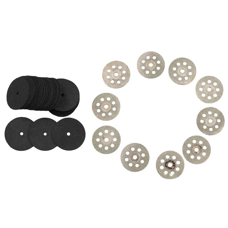 10PCS Mini 22mm Diamond Cutting Disc Saw Blade Mill Sheet& 36Pcs 24mm Resin Cutting Grinding Wheel Rotating Blade Disc Tool Ele