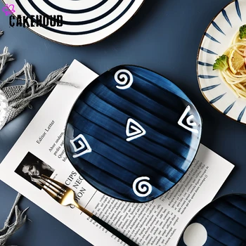 

CAKEHOUD 8-10 Inch Household Ceramic Breakfast Plate Japanese Salad Plate Dinner Steak Plate Restaurant Kitchen Supplies