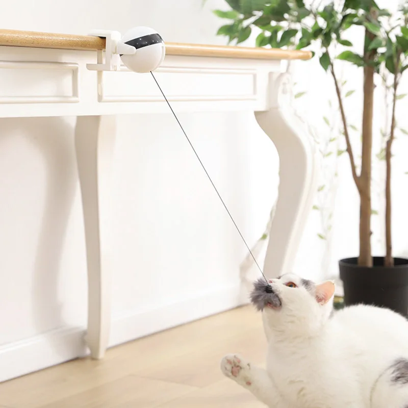 Pet Toy Ball Interaction Teaser Training Lifting Plush Ball Electric Flutter Rotating Toy for Cats DAG-ship